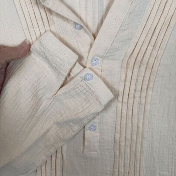 NWT R.Vivimos Tunic Dress Linen Buttons Long Sleeve Mini Ecru Beige Size Medium - Picture 4 of 10